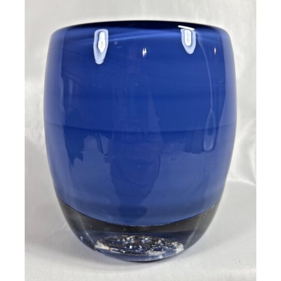 Glass.ful Votive Candle Holder Blue Berry Handblown Cased Glass Canadian - Picture 3 of 9
